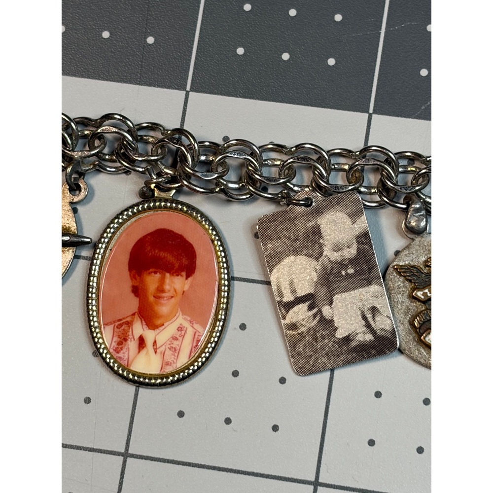 Vintage Elco Sterling Silver US Air Force Charm Bracelet Military Photo Charms - Picture 6 of 7